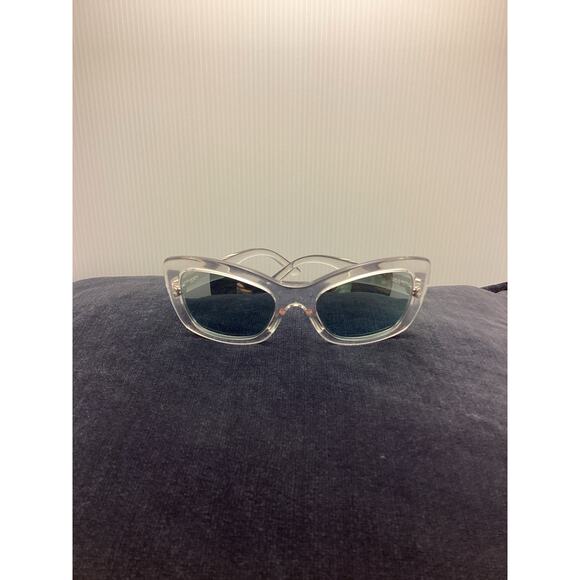 Prada Clear Cat Eye Sunglasses SPR 19M With Case - Picture 1 of 16